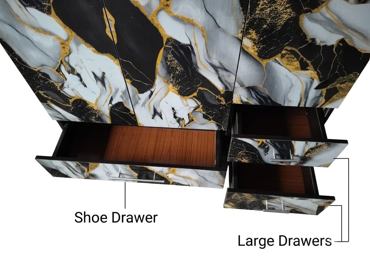 Premium 3 Door Steel Wardrobe with Locker - Image 7