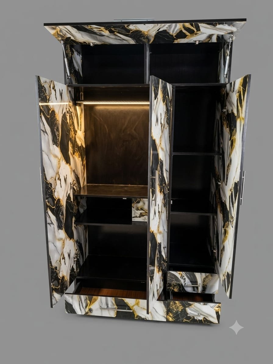 Premium 3 Door Steel Wardrobe with Locker - Image 4